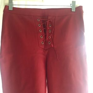 Red leather pants